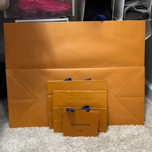 Louis Vuitton Tangerine Gift Bags with Blue Handles